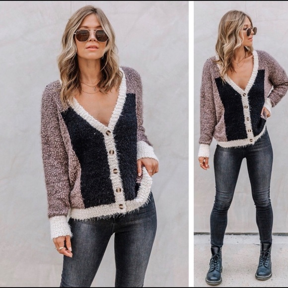 Fuzzy Love Colorblock Cardigan by Love Stitch - Picture 5 of 16